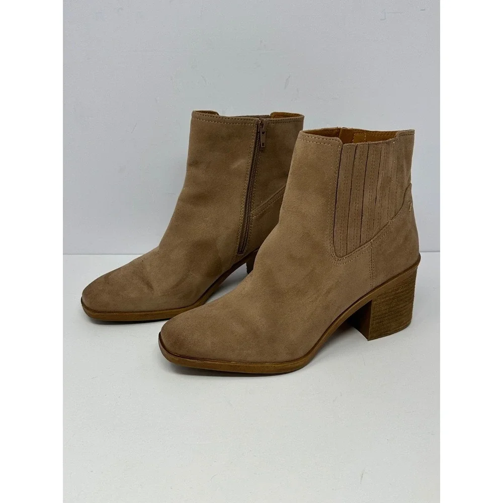 Zodiac Lucinda Tan Zip Faux Suede Heal Ankle Booties Women's Sz 10 M Boots Z3